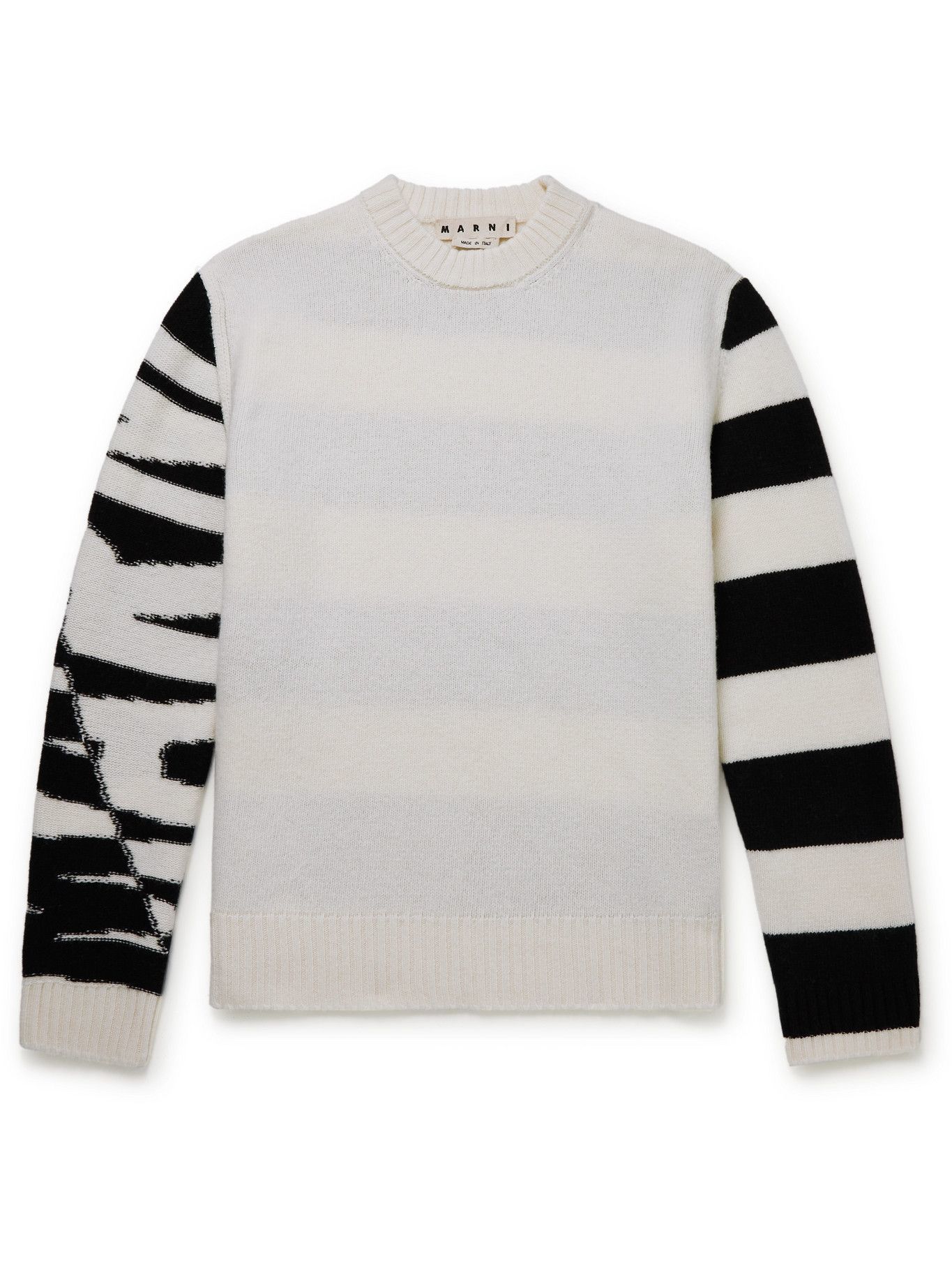 MARNI - Striped Logo-Intarsia Wool Sweater - White Marni