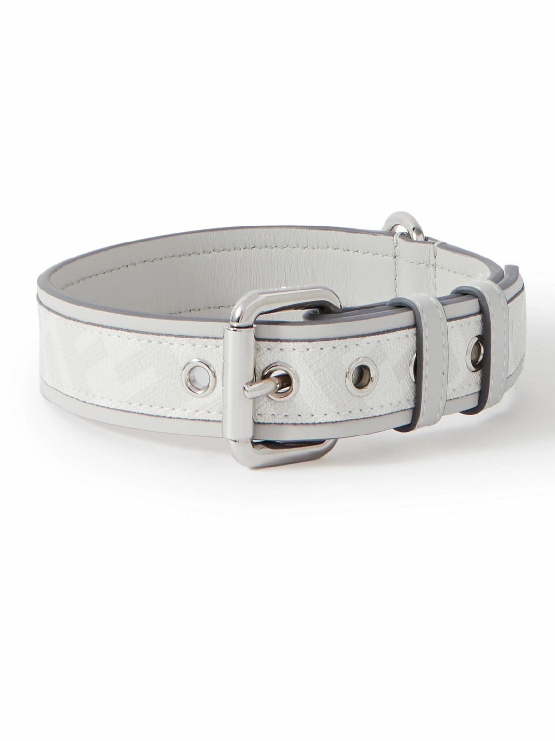 Fendi LogoPrint TexturedLeather Dog Collar White Fendi