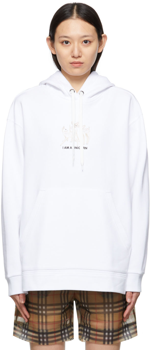 Photo: Burberry White Embroidered Deer Aurore Hoodie