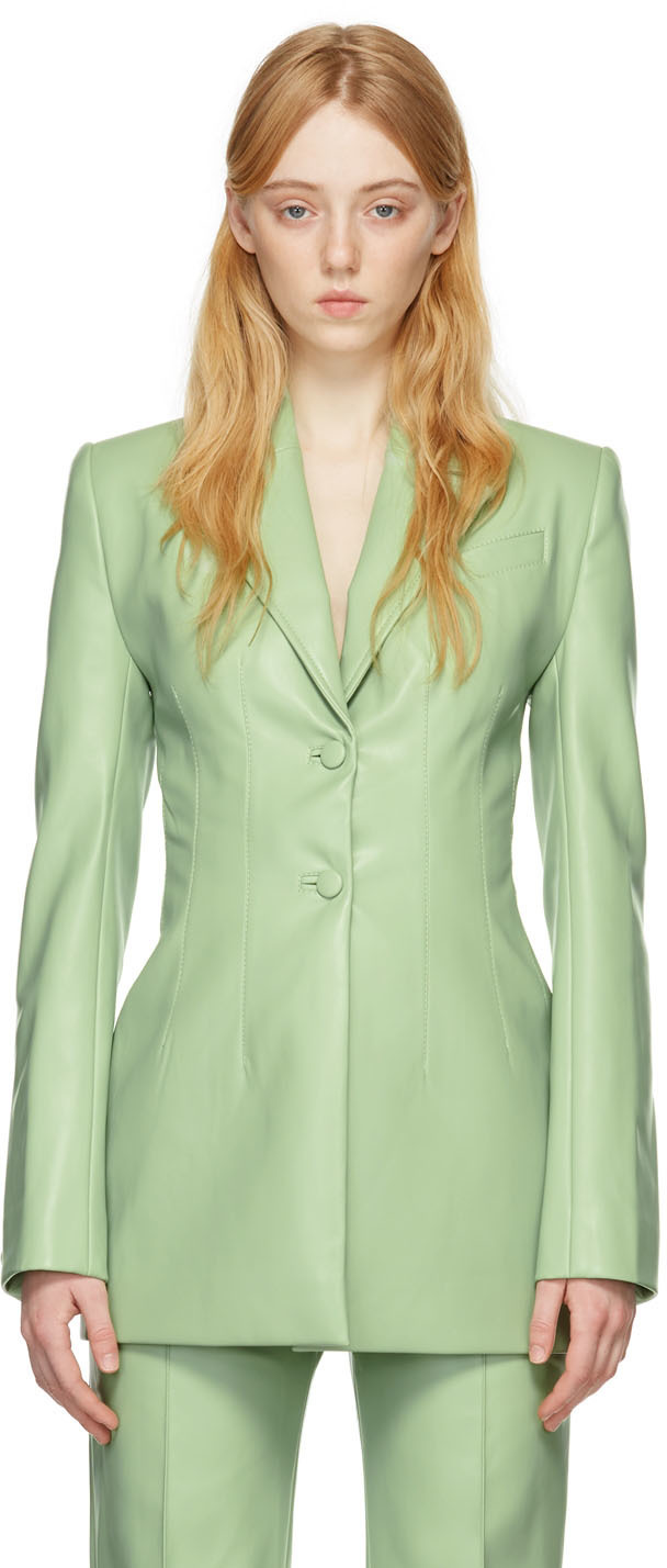 Aleksandre Akhalkatsishvili Green Faux-Leather Blazer