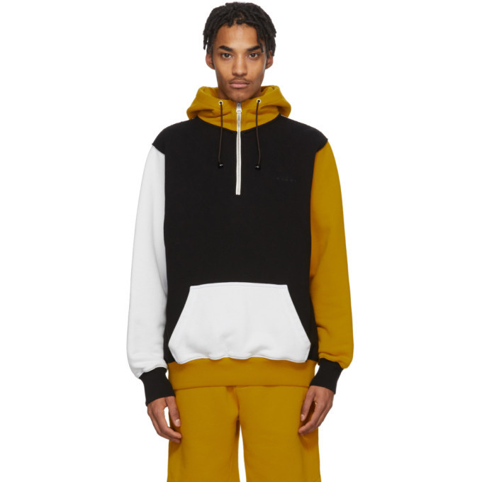 yellow color block hoodie