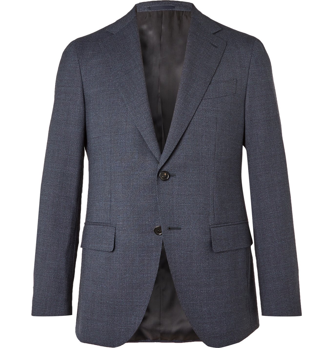 Caruso - Slim-Fit Prince of Wales Checked Wool Suit Jacket - Blue Caruso