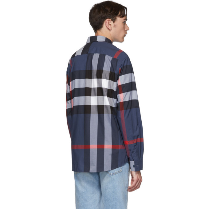 Burberry Blue Slim Check Shirt Burberry