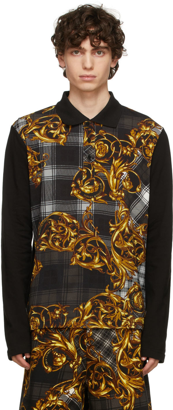 Versace Jeans Couture Black Check Polo Versace