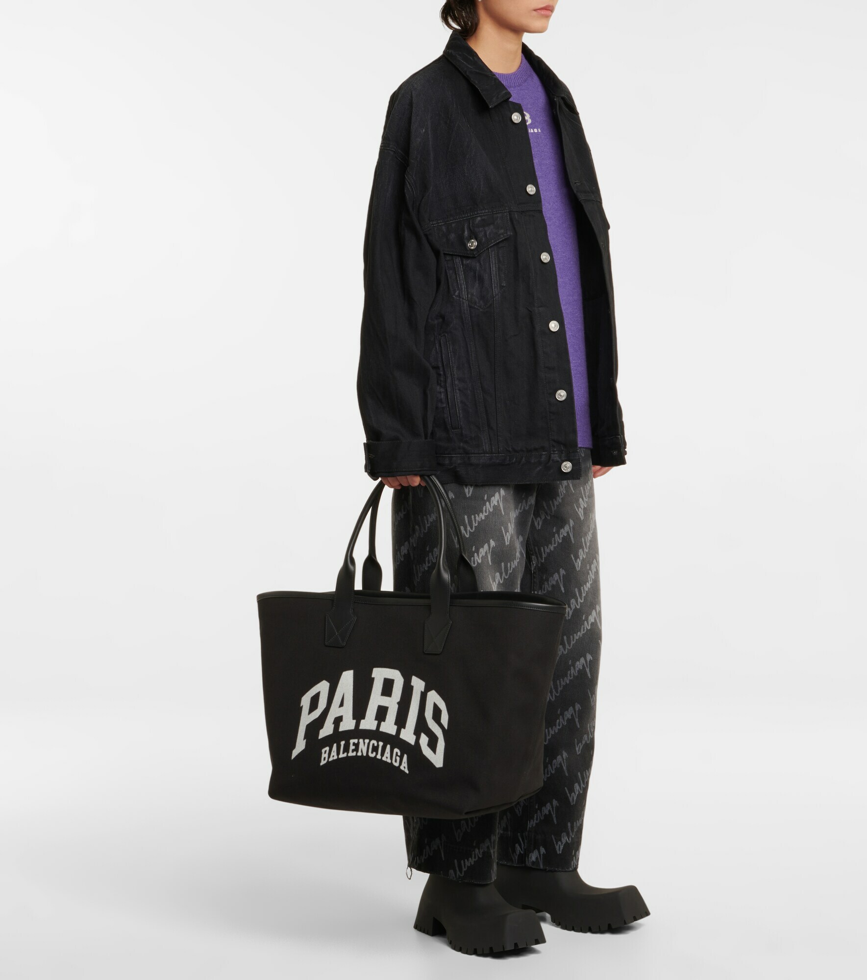 Balenciaga Beige Paris Strike Hold Tote
