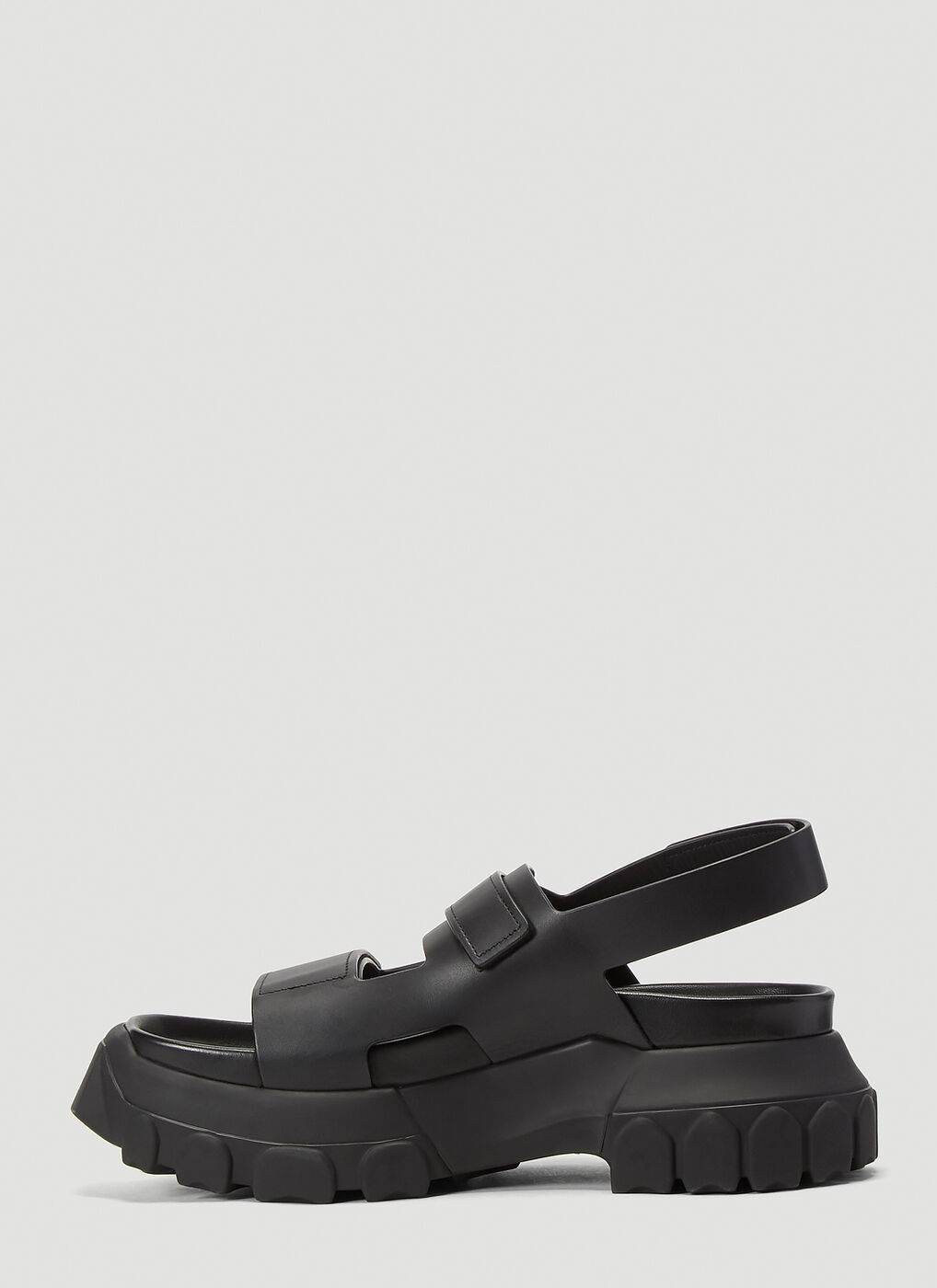 Tractor Leather Sandals in Black