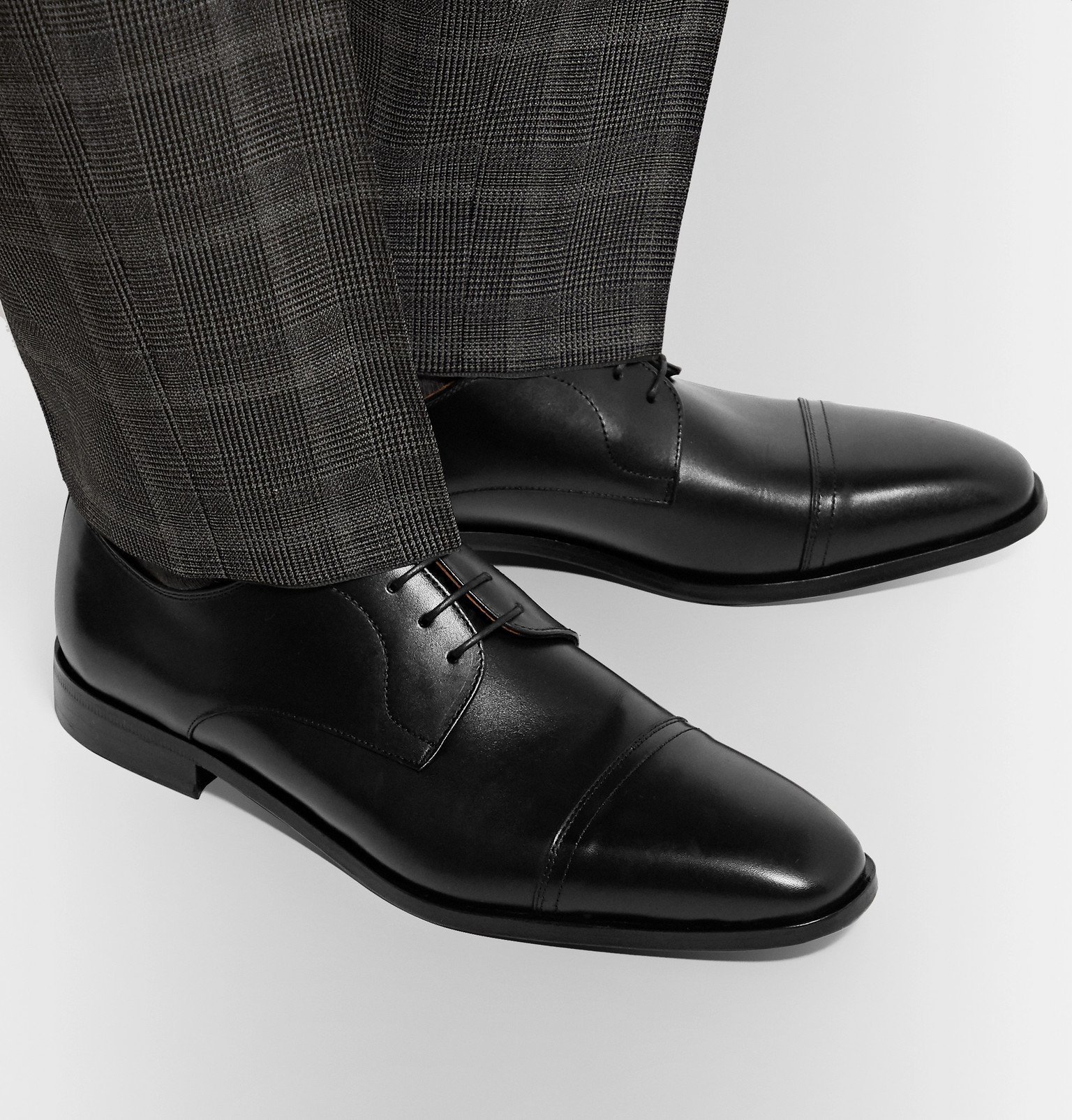 hugo boss plain toe leather derby