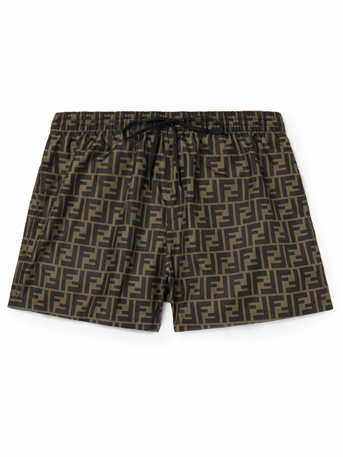 Fendi - Straight-Leg Short-Length Logo-Print Swim Shorts - Brown Fendi