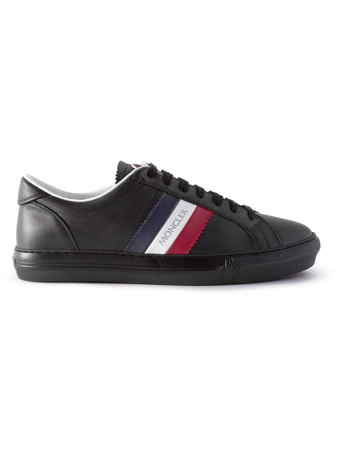 Moncler - New Monaco Striped Leather Sneakers - Black Moncler