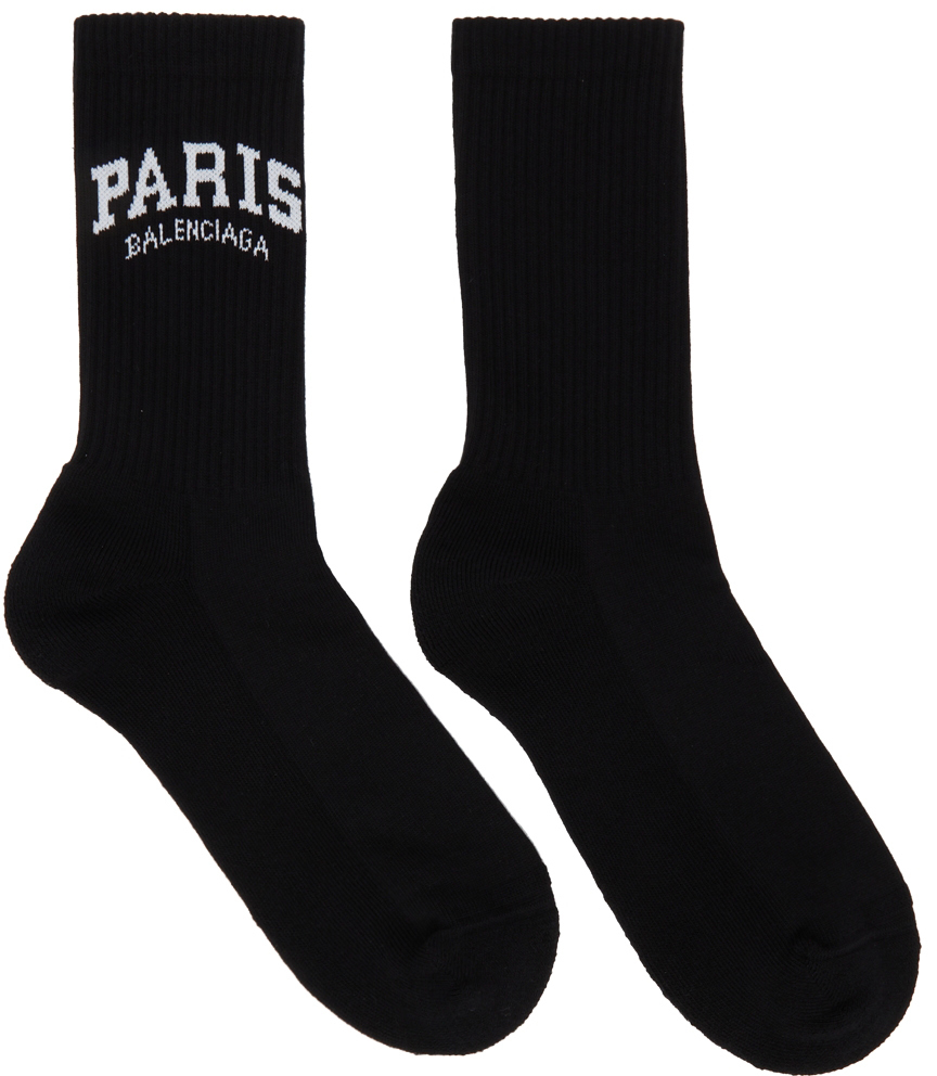 Balenciaga Black 'Paris' Tennis Socks Balenciaga