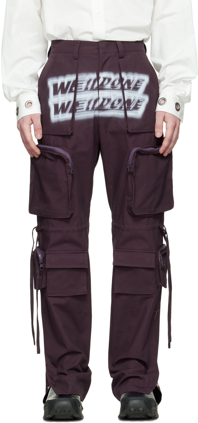 We11done Purple Cotton Cargo Pants We11done