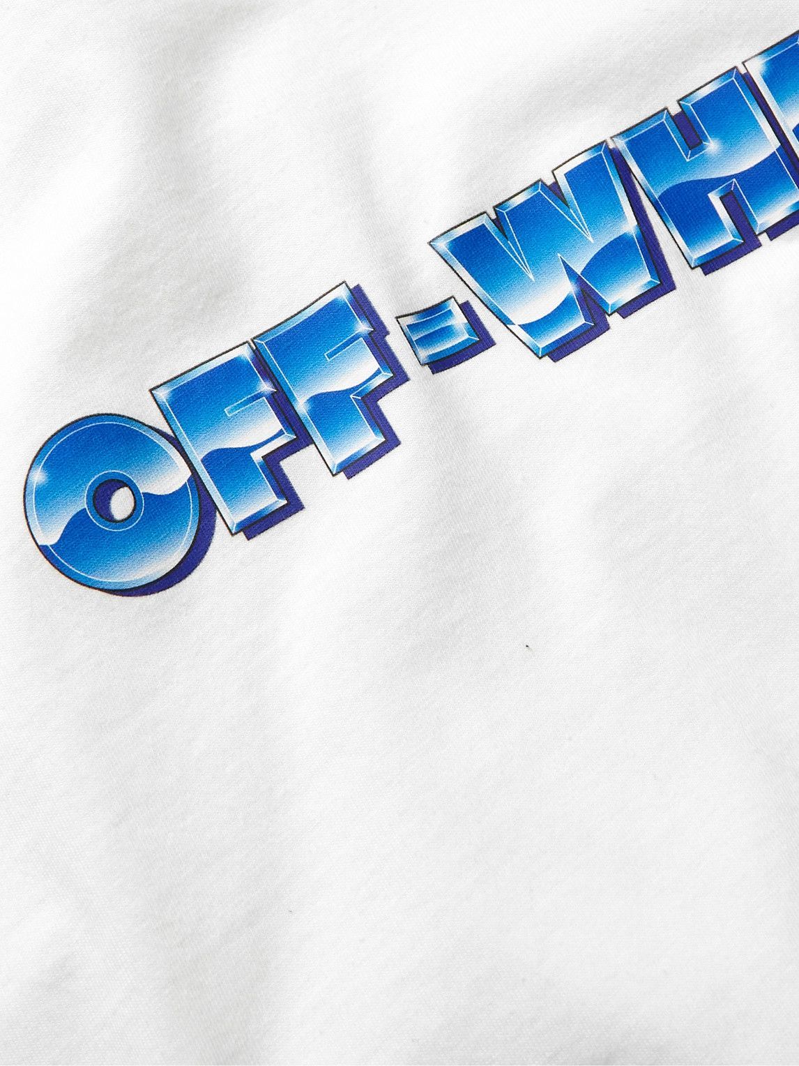 Off-White - Blue Metal Arrow Printed Cotton-Jersey T-Shirt - White