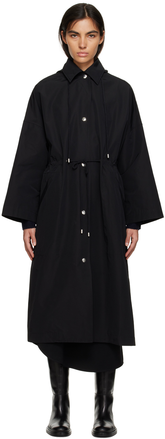 Totême Black Hooded Coat Toteme