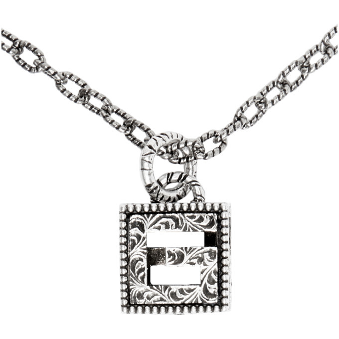 gucci necklace with square g cross in silver