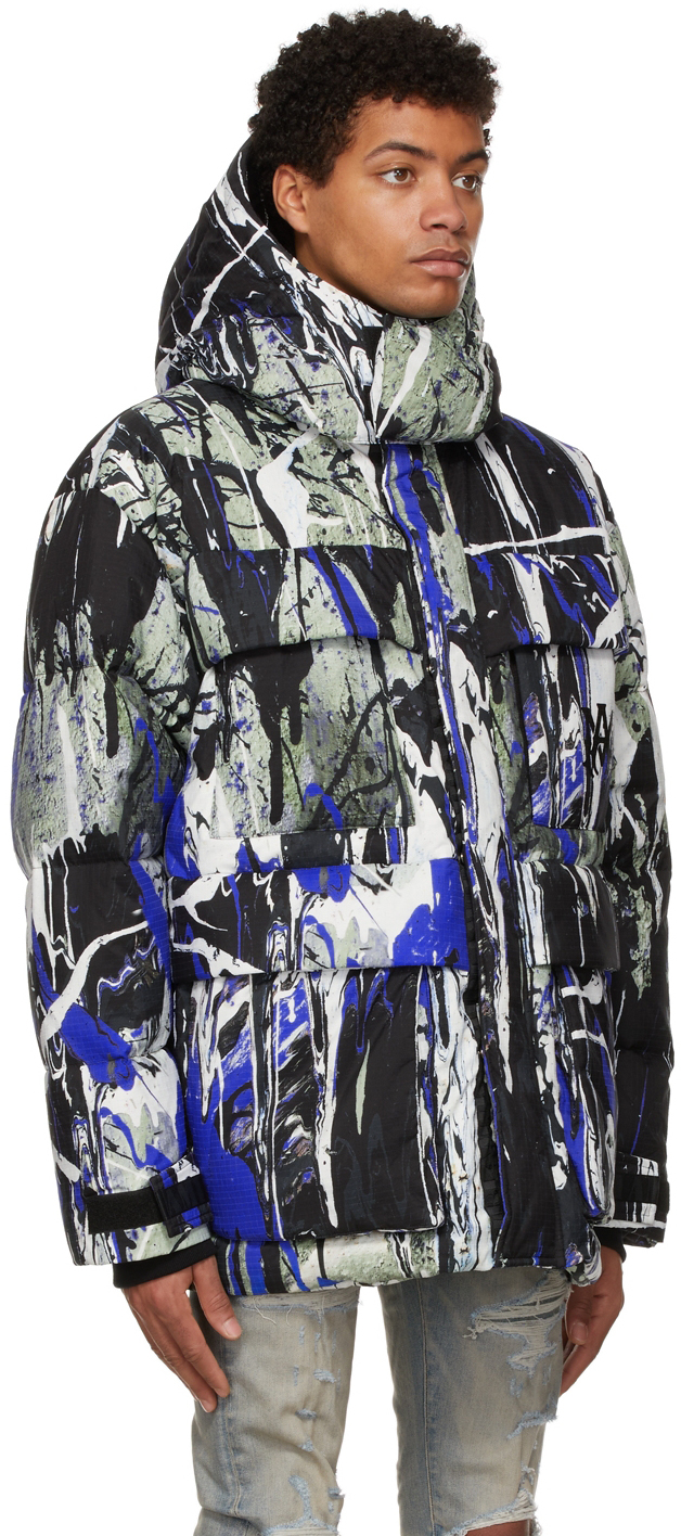 Blue Paint Splatter Down Jacket Amiri