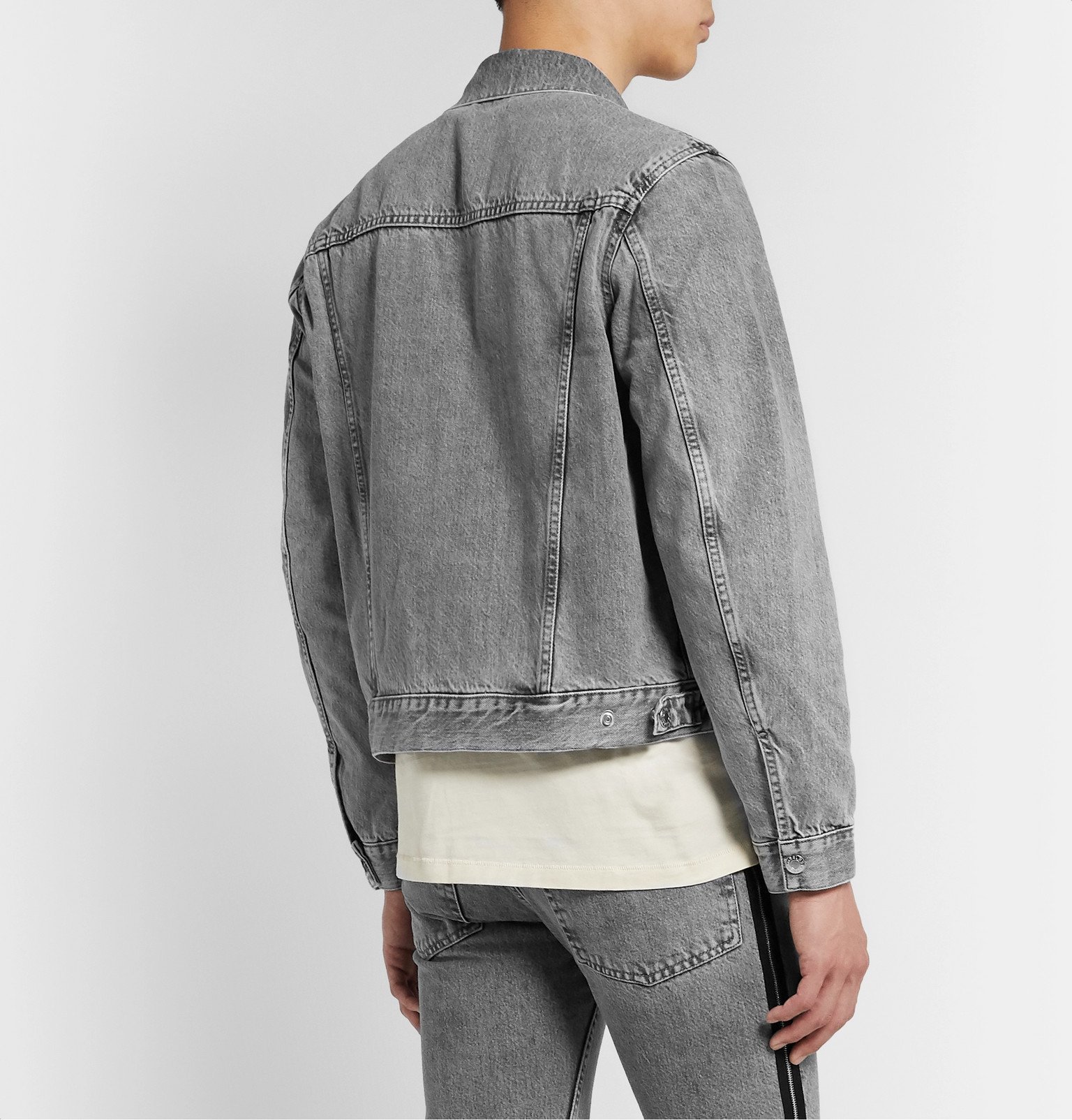 Helmut Lang - Cropped Stonewashed Denim Trucker Jacket - Gray Helmut Lang