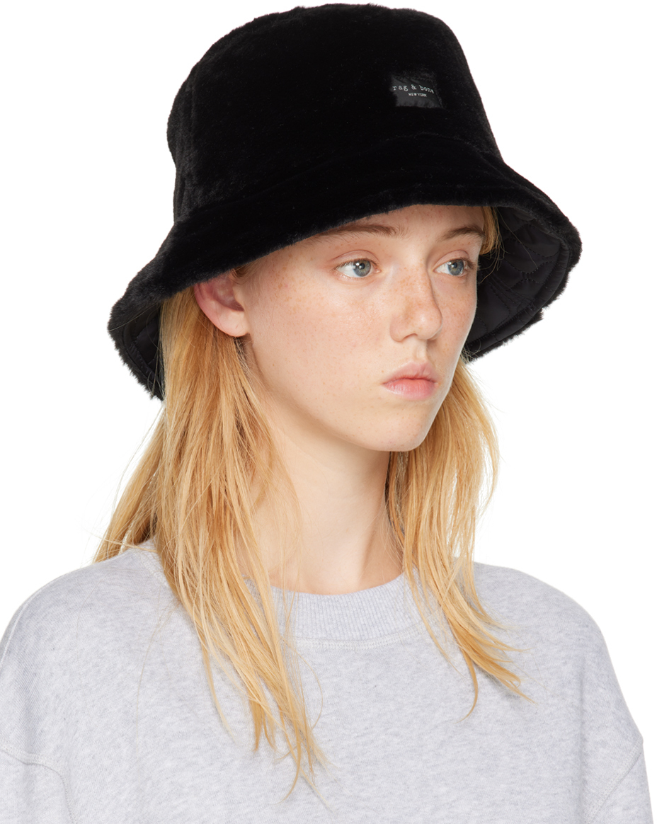 rag & bone Black Reversible Addison Bucket Hat Rag and Bone