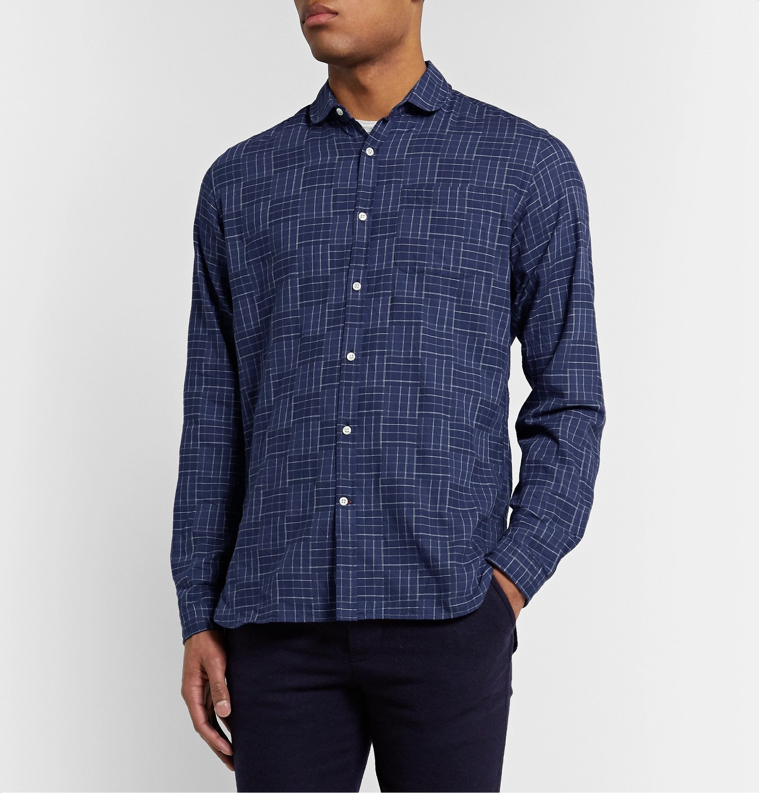 Oliver Spencer - Eton Penny-Collar Checked Cotton Shirt - Blue