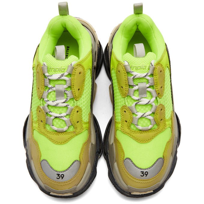 Balenciaga Yellow Neon Triple S Sneakers Balenciaga