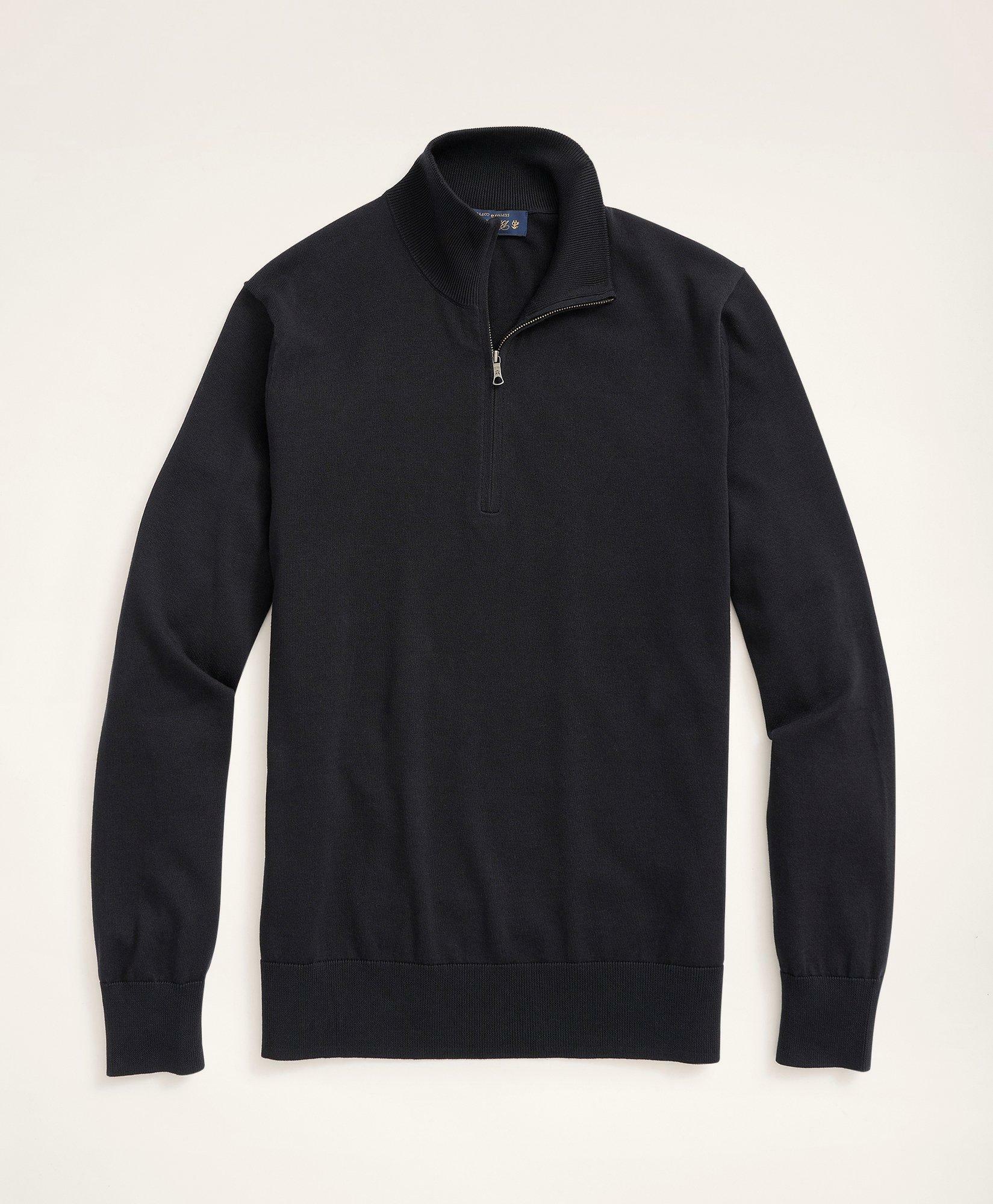 Brooks Brothers Men's Big & Tall Supima Cotton Half-Zip Sweater | Black