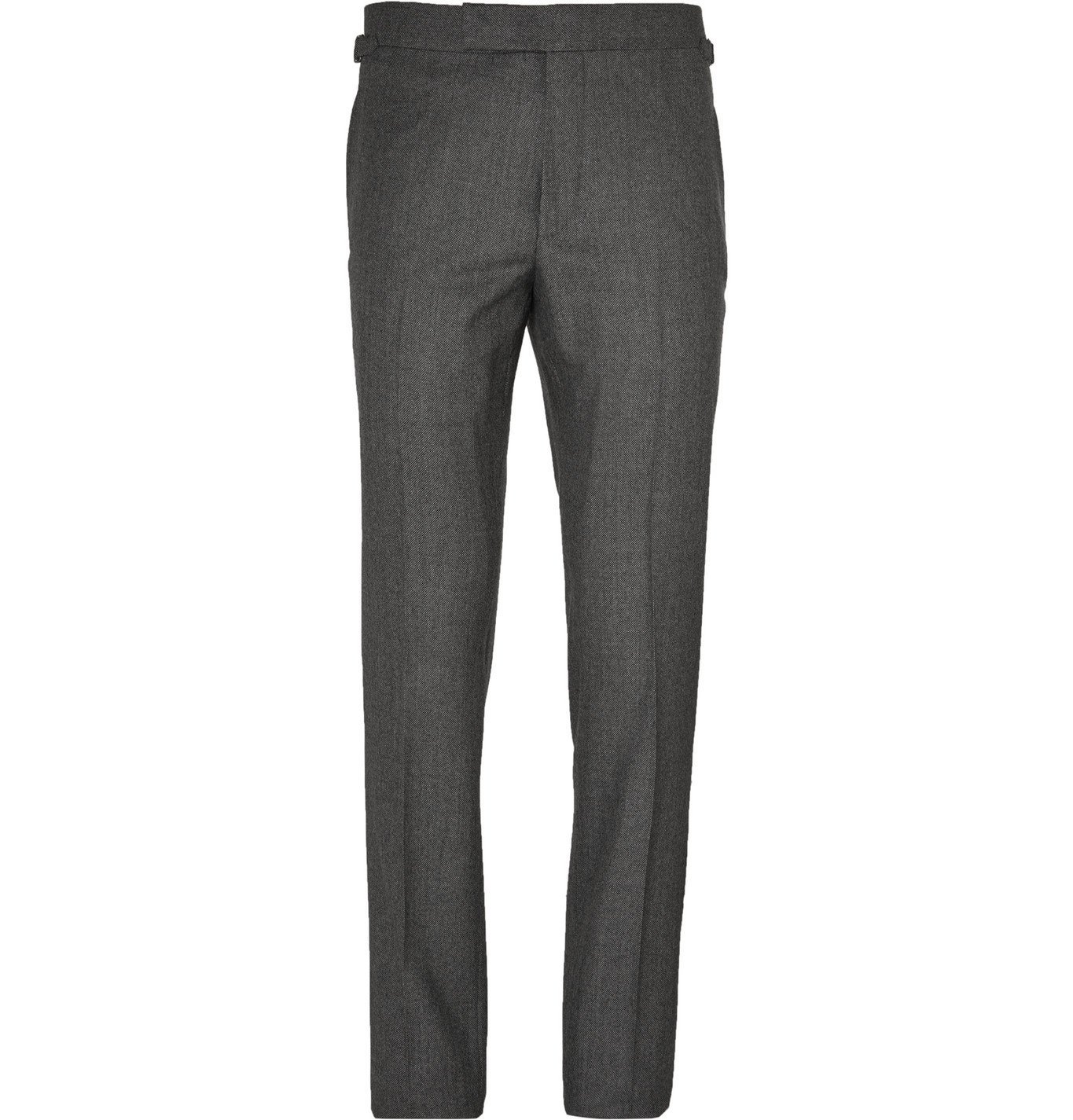 TOM FORD - Grey Birdseye Wool and Silk-Blend Flannel Suit Trousers ...