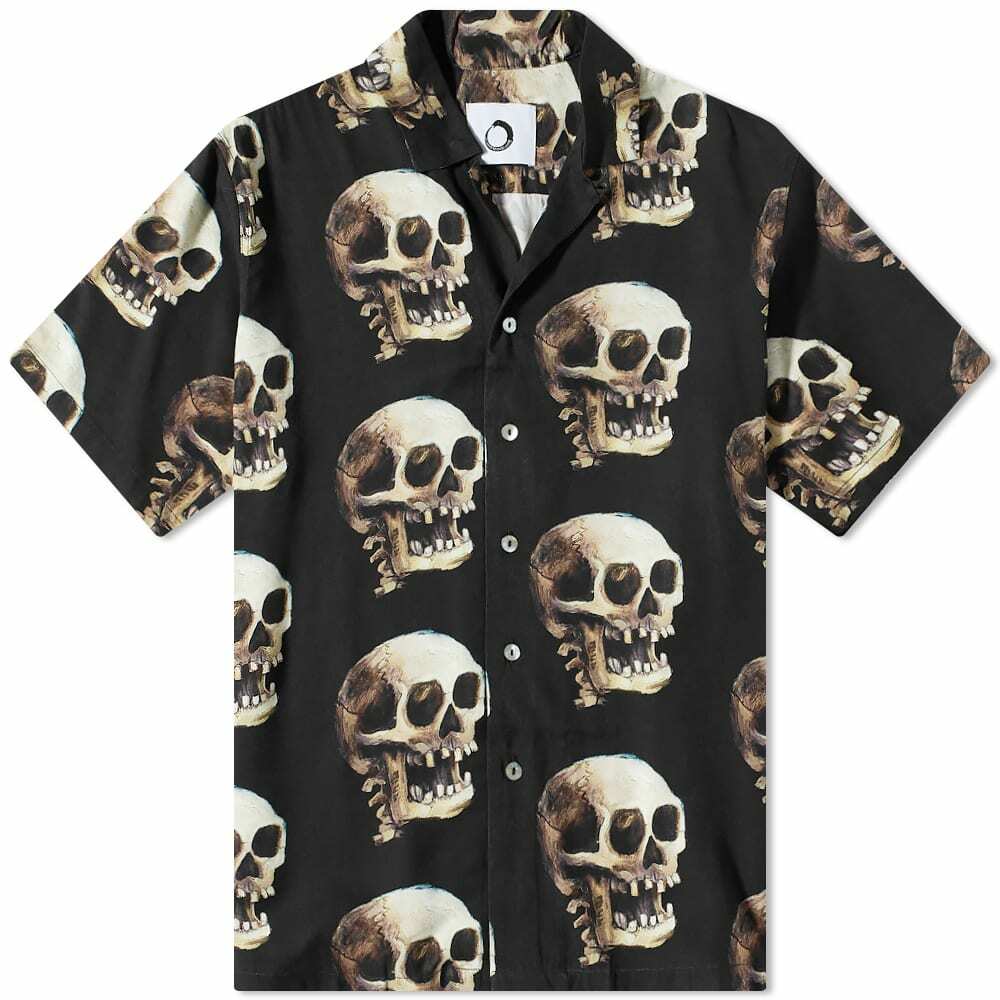 Photo: Endless Joy Men's Skulls Print Vacation Shirt in Black