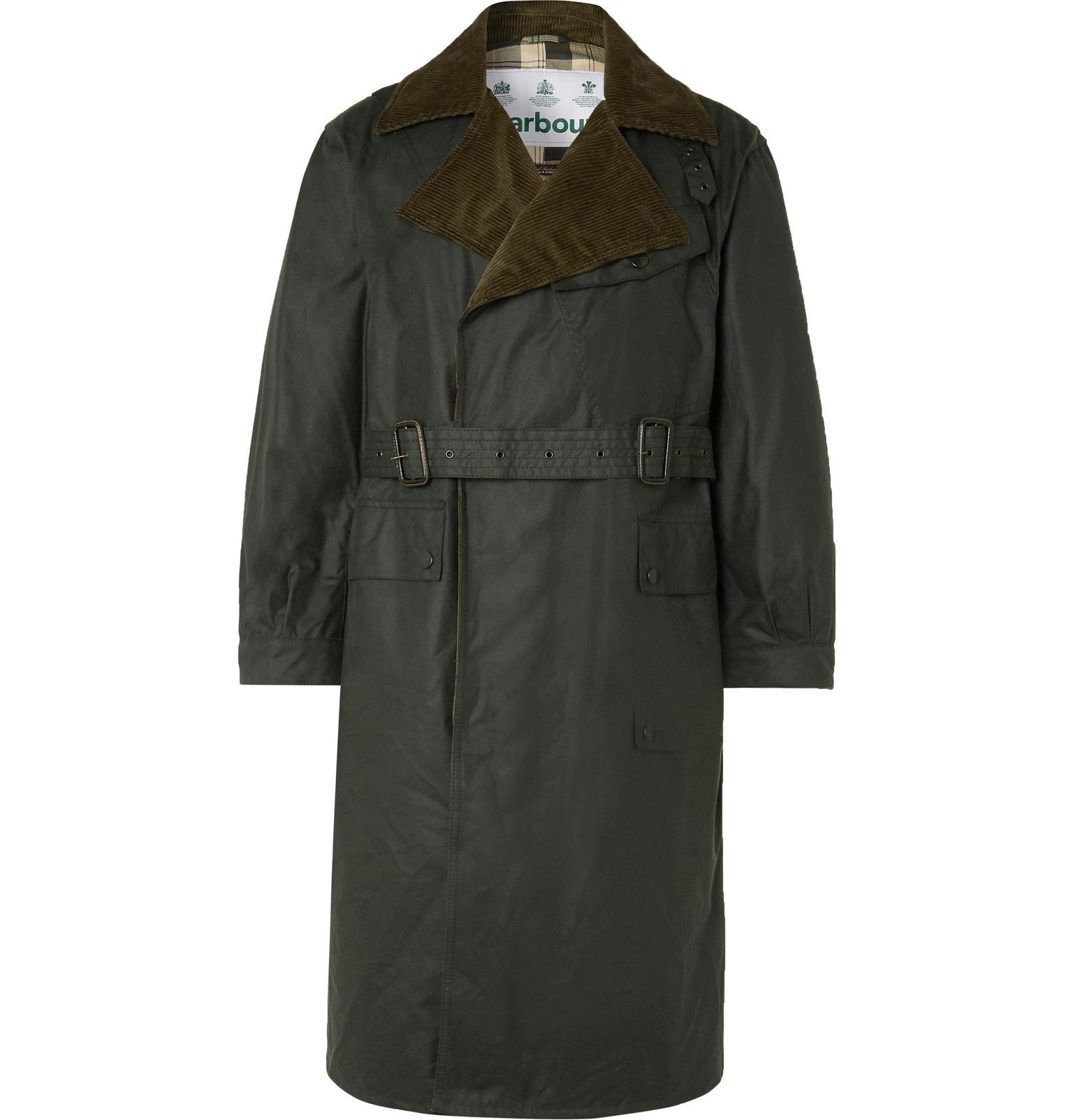 Photo: Barbour - Despatch Riders Belted Corduroy-Trimmed Waxed-Cotton Jacket - Green