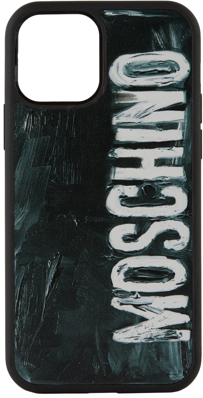 Moschino Black Painted Logo Iphone 12 12 Pro Case Moschino