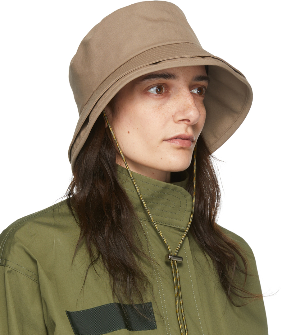 sacai Beige Wool Bucket Hat Sacai