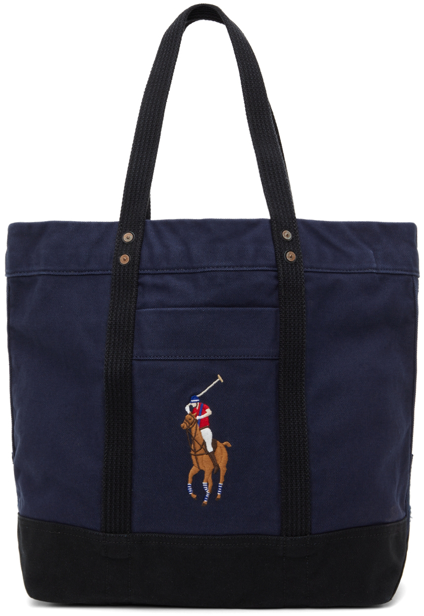 Polo Ralph Lauren Navy & Black Big Pony Tote Bag