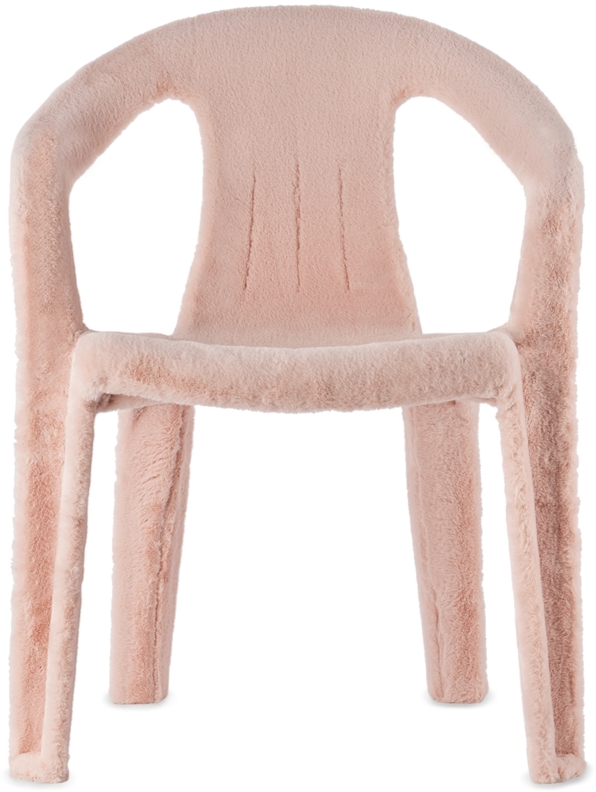 Botter Pink FauxFur Upcycled Monobloc Chair Botter