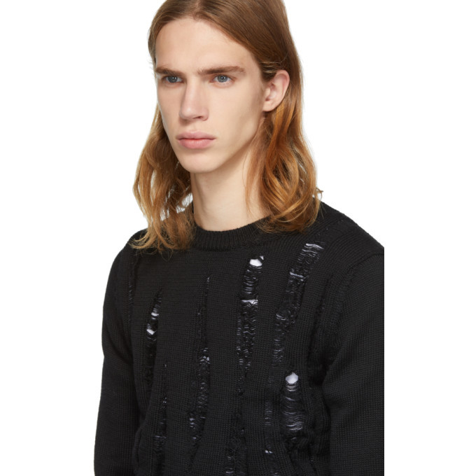 Comme Des Garcons Homme Deux Black Distressed Sweater Comme Des Garcons Homme Deux