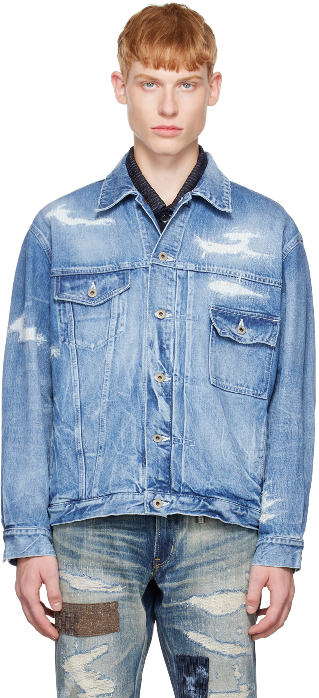 FDMTL Blue Distressed Denim Jacket FDMTL