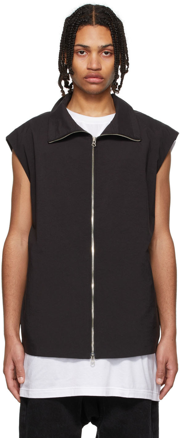 JERIH Black High Neck Vest