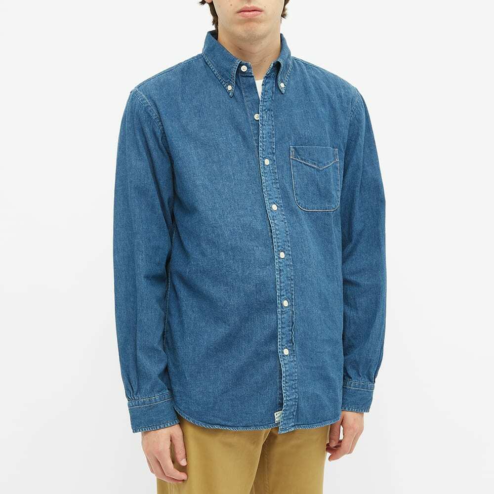 orSlow Men's Button Down Denim Shirt in Two Wash orSlow