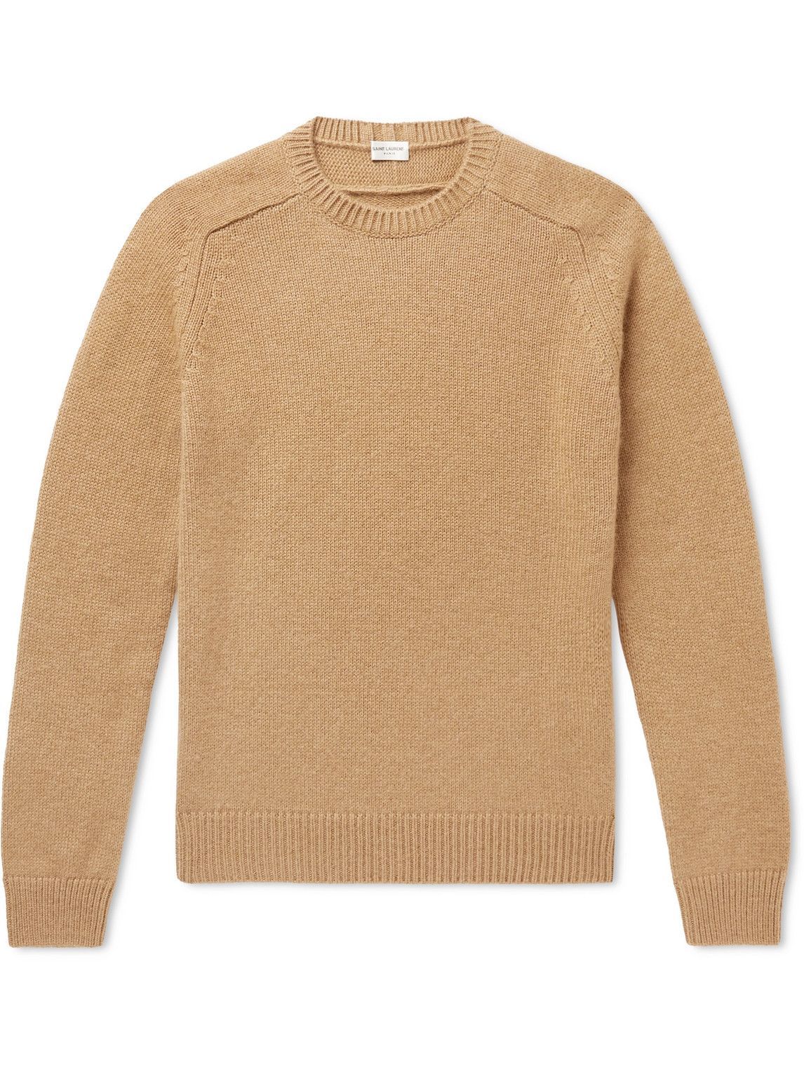 Womens Jumpers and knitwear Saint Laurent Jumpers and knitwear Saint Laurent Ribbed-knit Camel Hair Sweater in Brown 