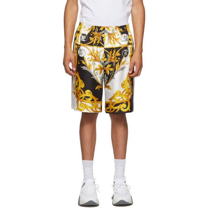 Versace White and Gold Barocco Shorts Versace