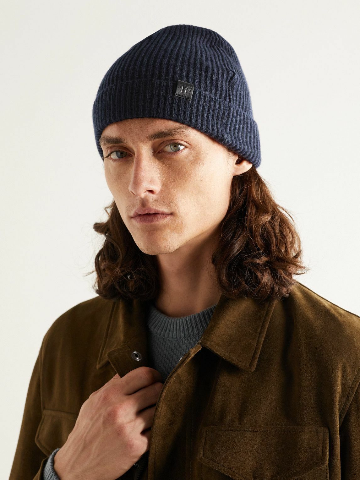 TOM FORD - Logo-Appliquéd Ribbed Cashmere Beanie - Black TOM FORD