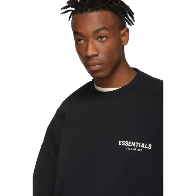 essentials black crewneck pullover sweatshirt
