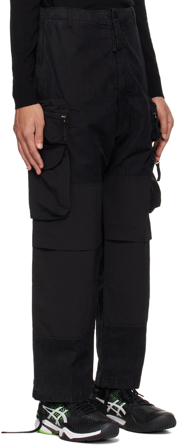NEMEN® Black Multipocket Parachute Cargo Pants Nemen