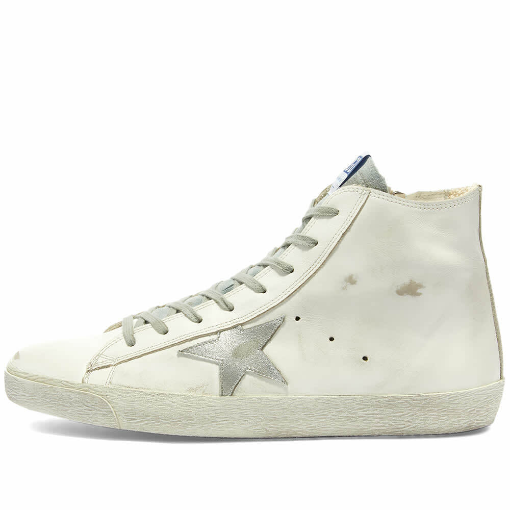 Golden Goose Men's Francy Leather Hi-Top Sneakers in White/Silver/Milk ...