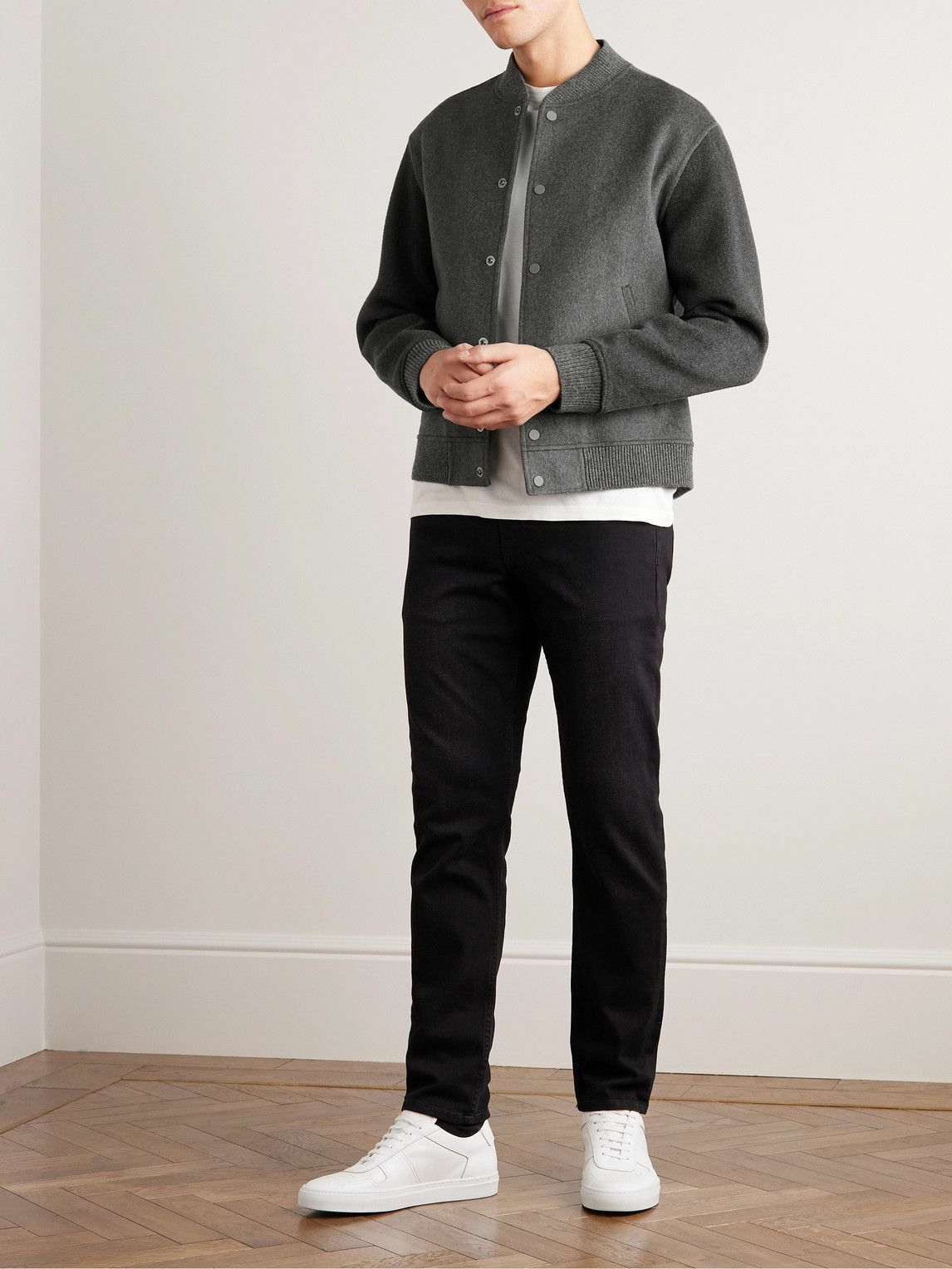 Theory - Wool and Cashmere-Blend Bomber Jacket - Gray Theory