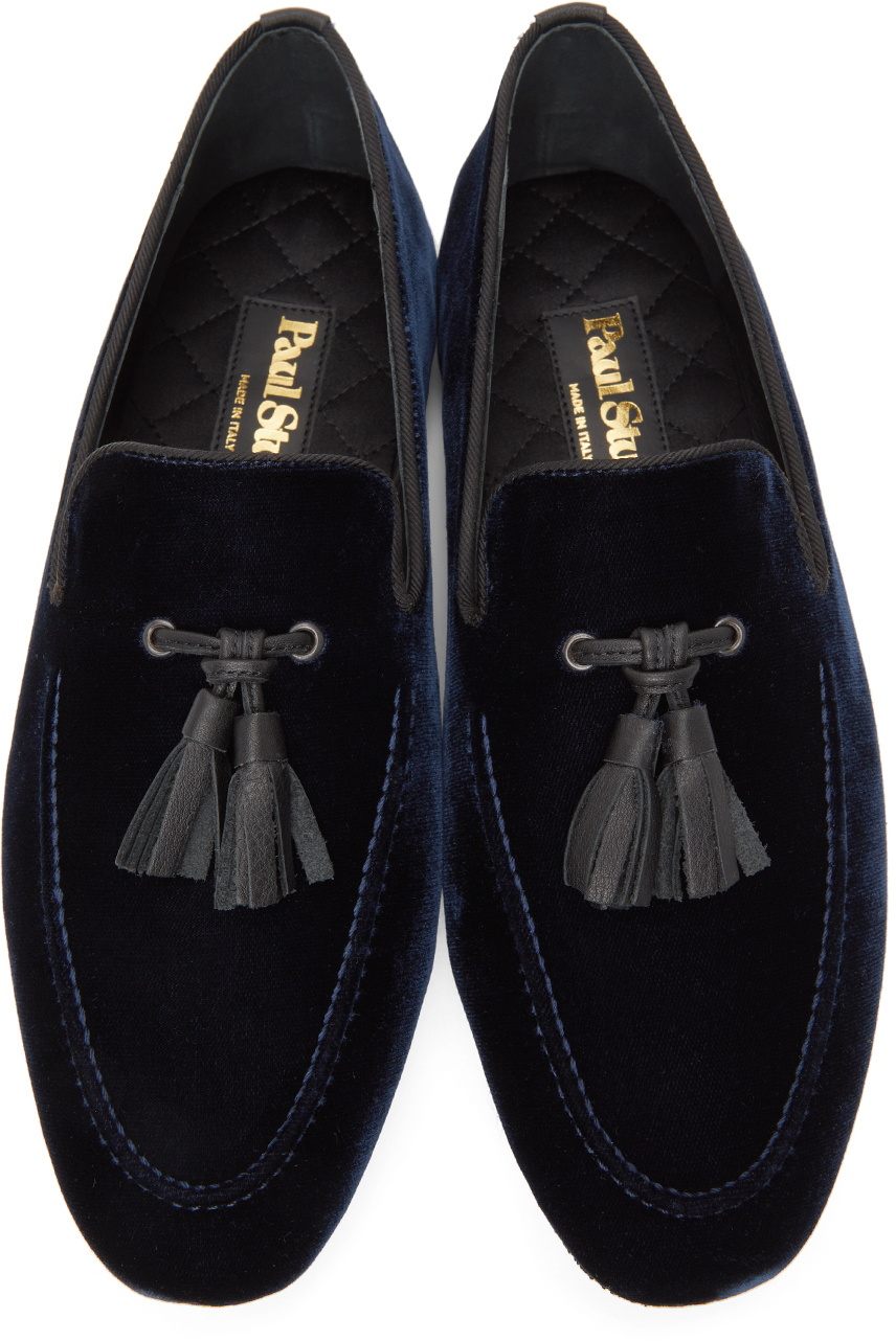 Paul Stuart Navy Velvet Hope SlipOn Loafers Paul Stuart
