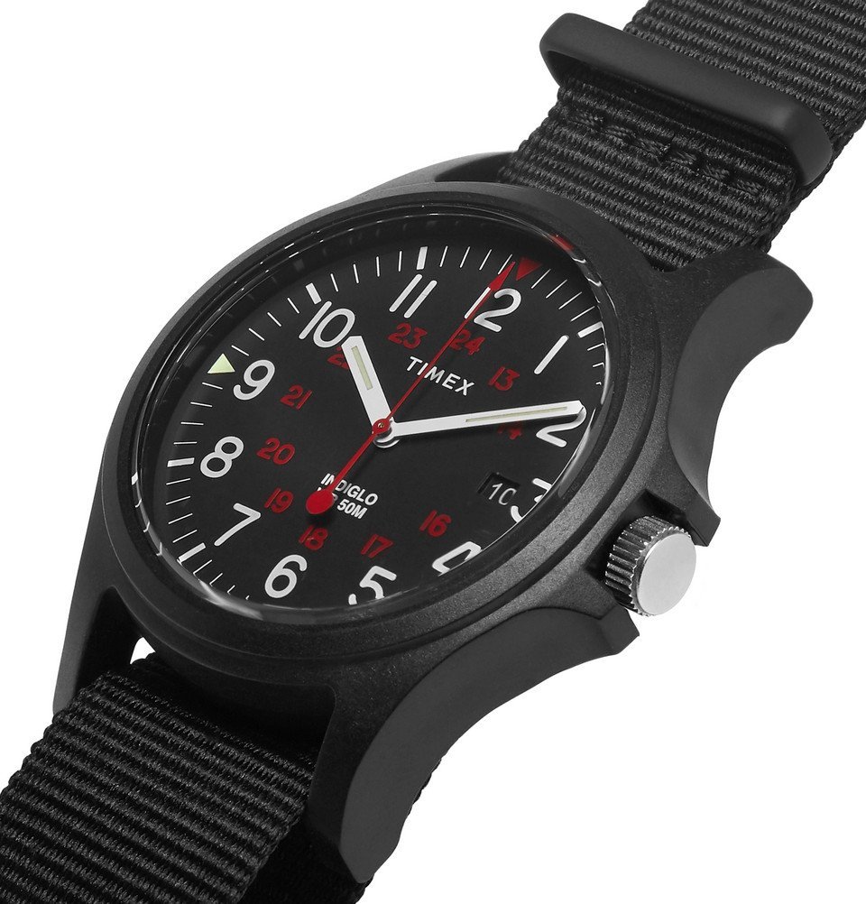 acadia 40mm military grosgrain strap watch