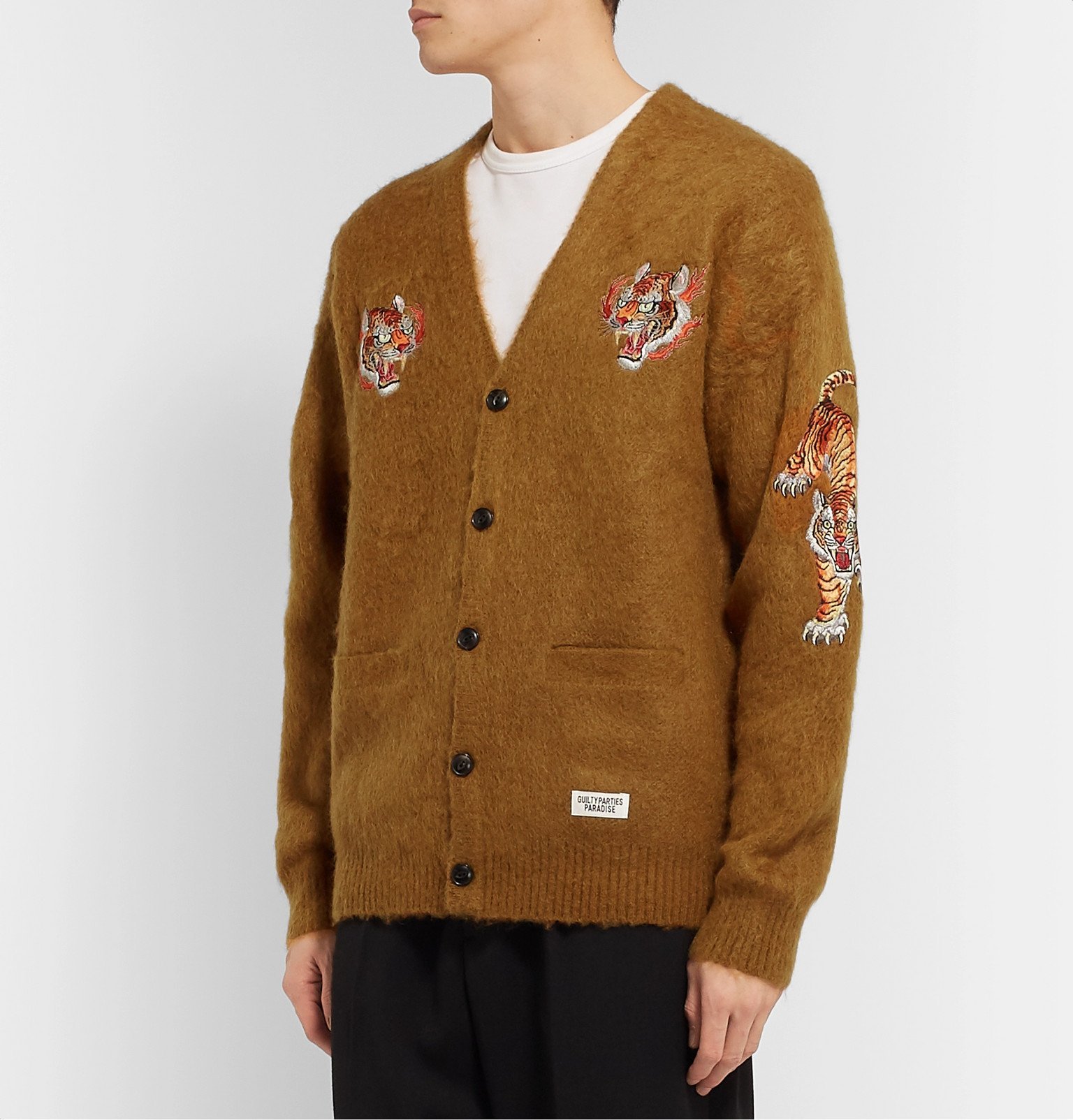 Wacko Maria - Tim Lehi Appliquéd Knitted Cardigan - Brown Wacko Maria