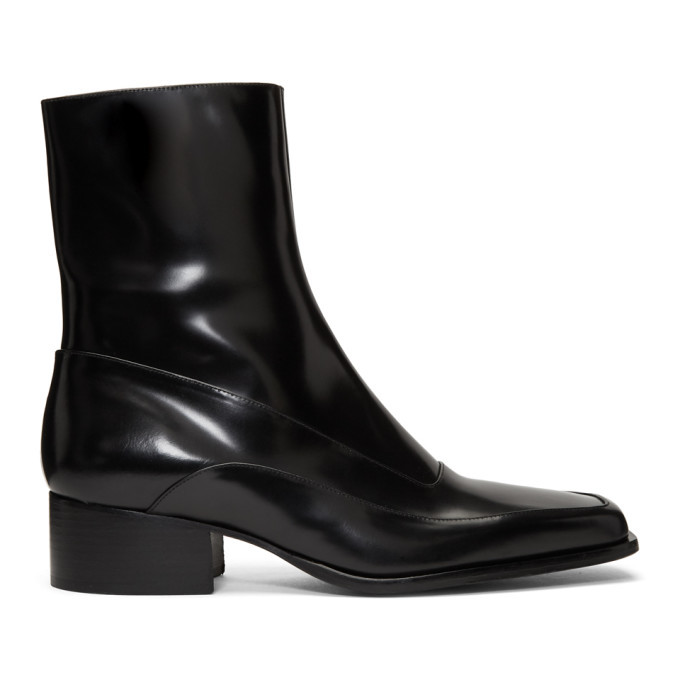 Y/Project Black Fitted Ankle Boots Y 