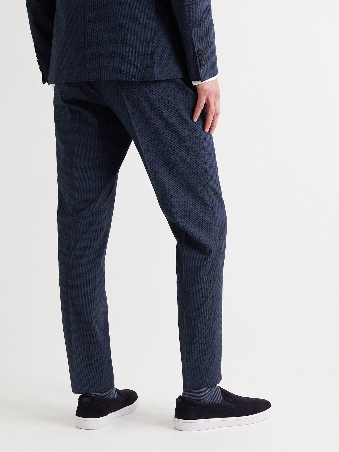 HUGO BOSS - Bardon Slim-Fit Cotton-Blend Seersucker Drawstring Suit ...