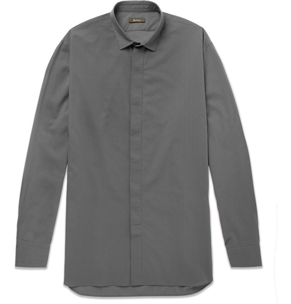 Berluti - Cotton Shirt - Men - Gray Berluti