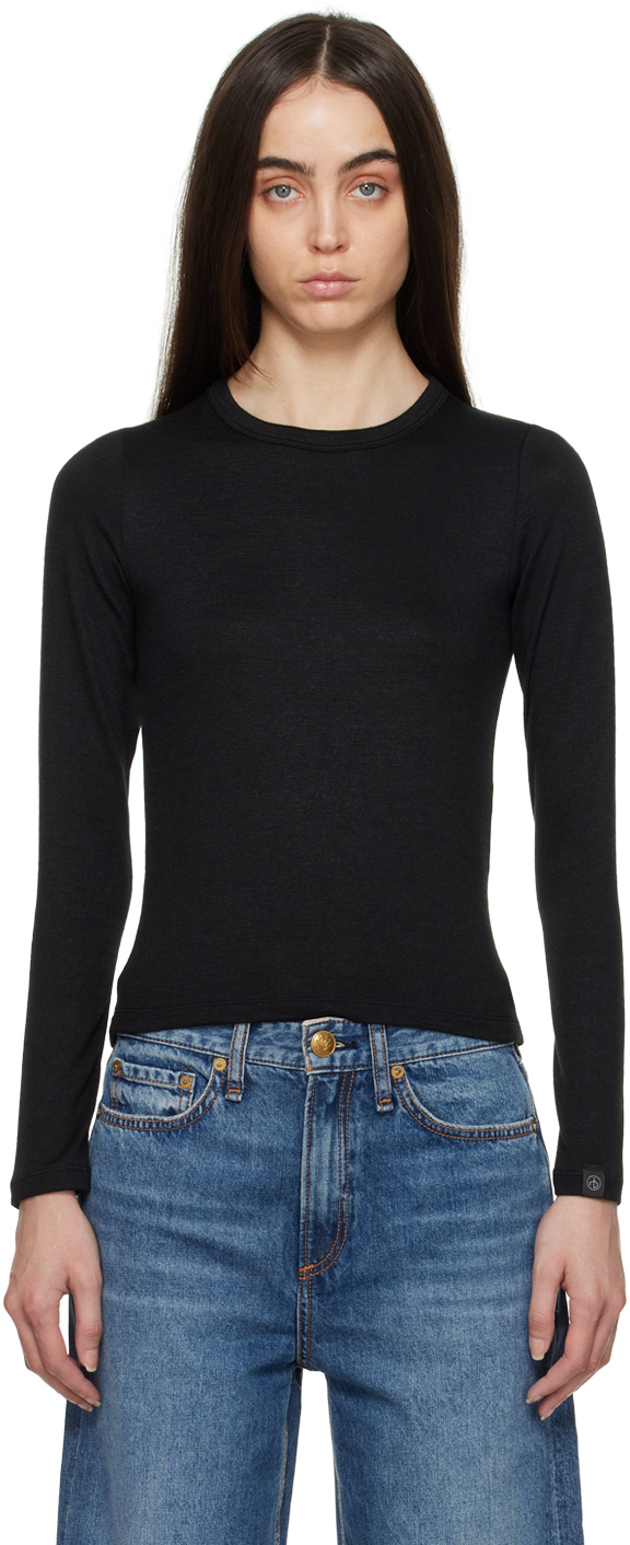 rag & bone Black 'The Knit' Long Sleeve T-Shirt Rag and Bone