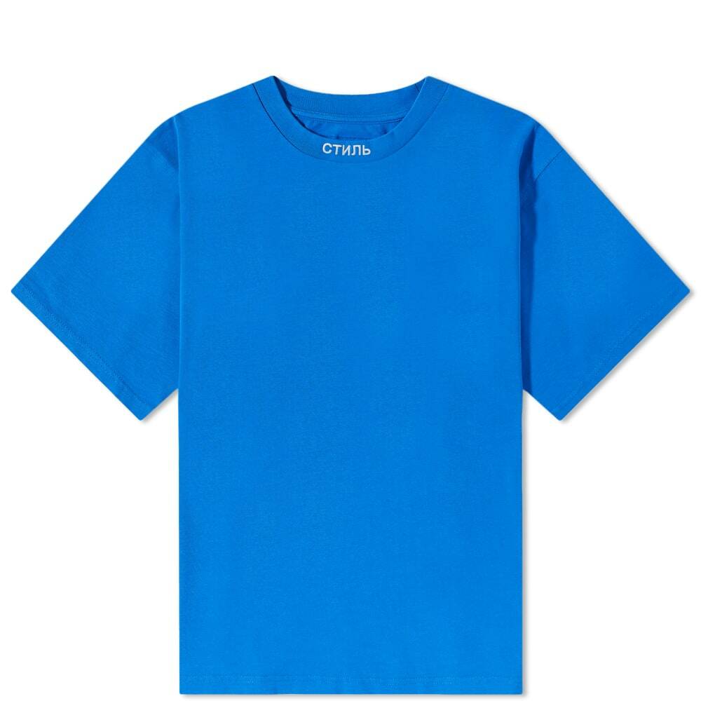 Heron Preston Men's CTNMB Collar Logo T-Shirt in Blue Heron Preston